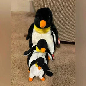 Retired 1998 TY Beanie Baby Buddie Waddle the Penguin with Tag All 3